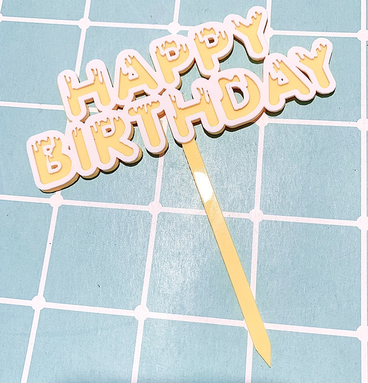 Topper en acrylique - Happy Birthday &quot;Drip