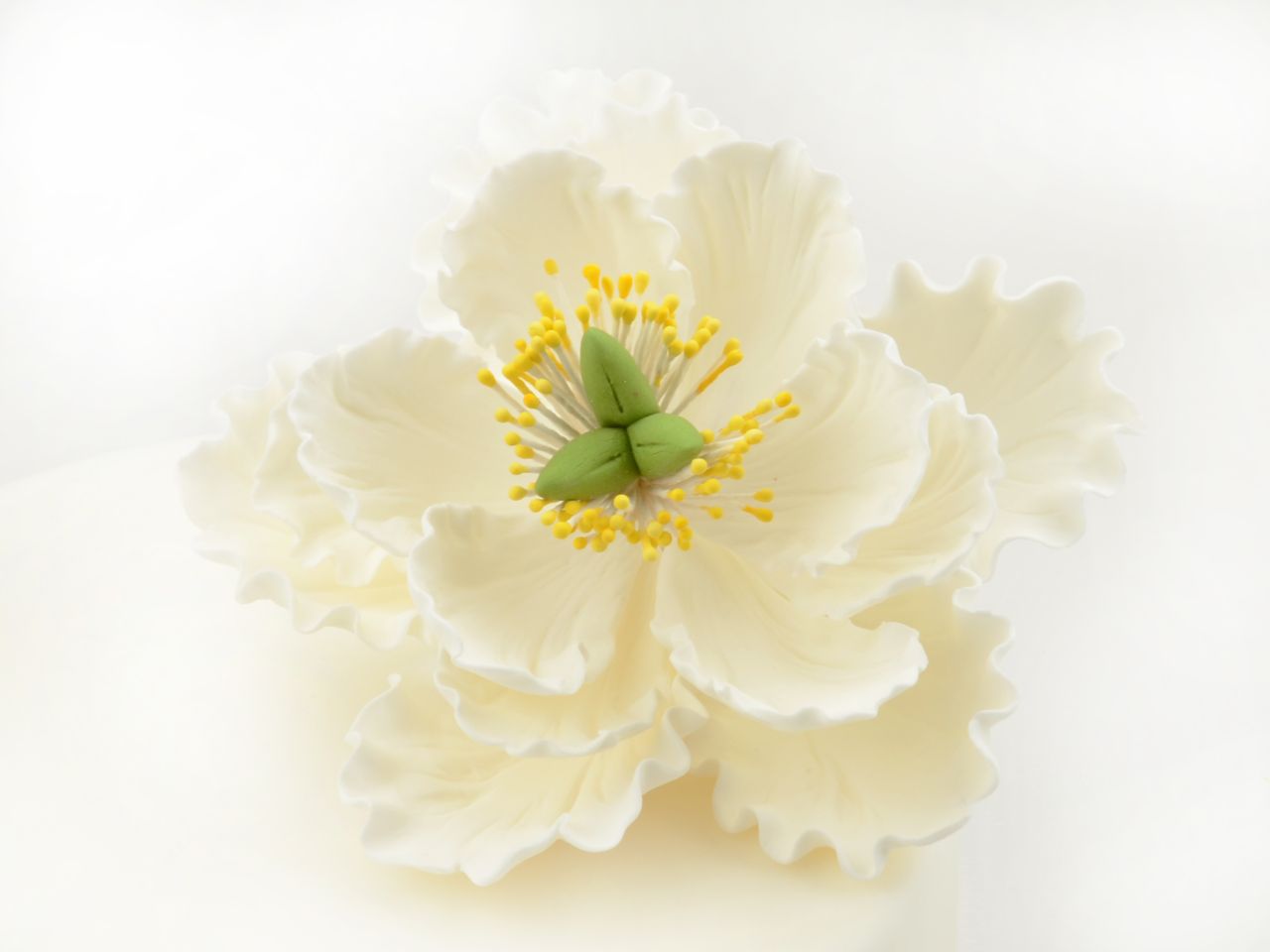 Fleur en sucre - Pivoine 11 cm - Blanc