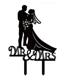 Topper en acrylique - Mr & Mrs avec Couple - Noir