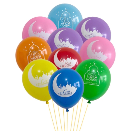 Ballons - Eid Mubarak Divers - Multicolores - Lot de 10