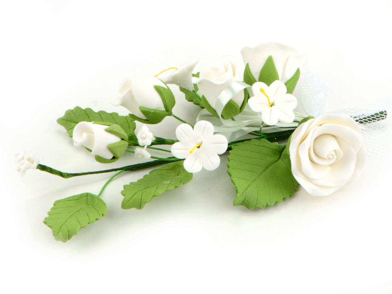Fleur en sucre - Bouquet de Rose 17 cm - Blanc