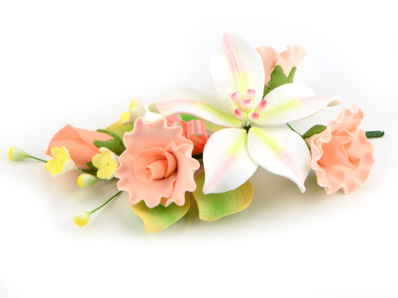 Fleur en sucre - Bouquet de Lis et Freesia 21 cm
