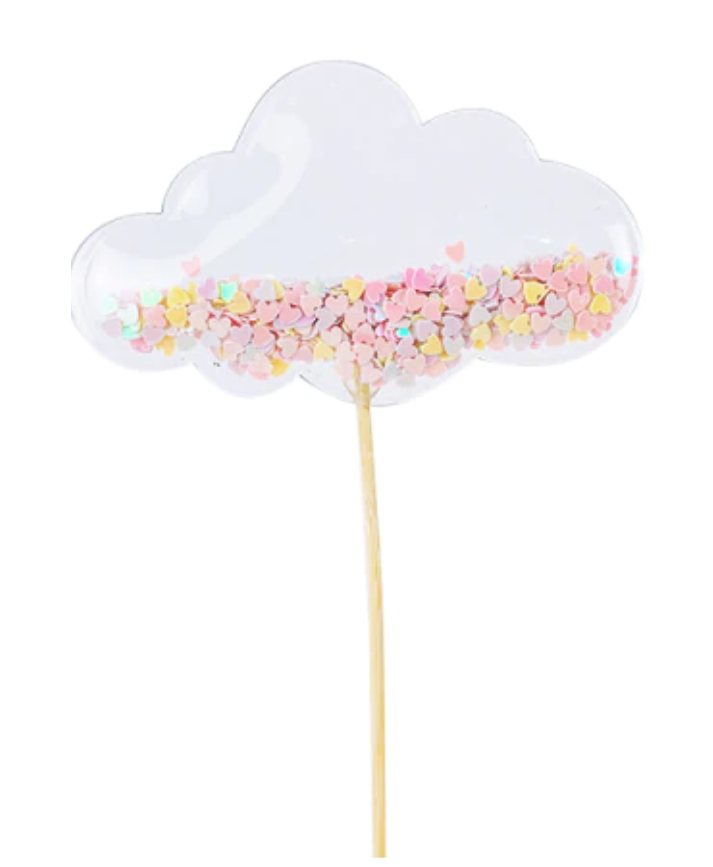 Topper à Confettis - Coeur, Etoile et Nuage - Lot de 3