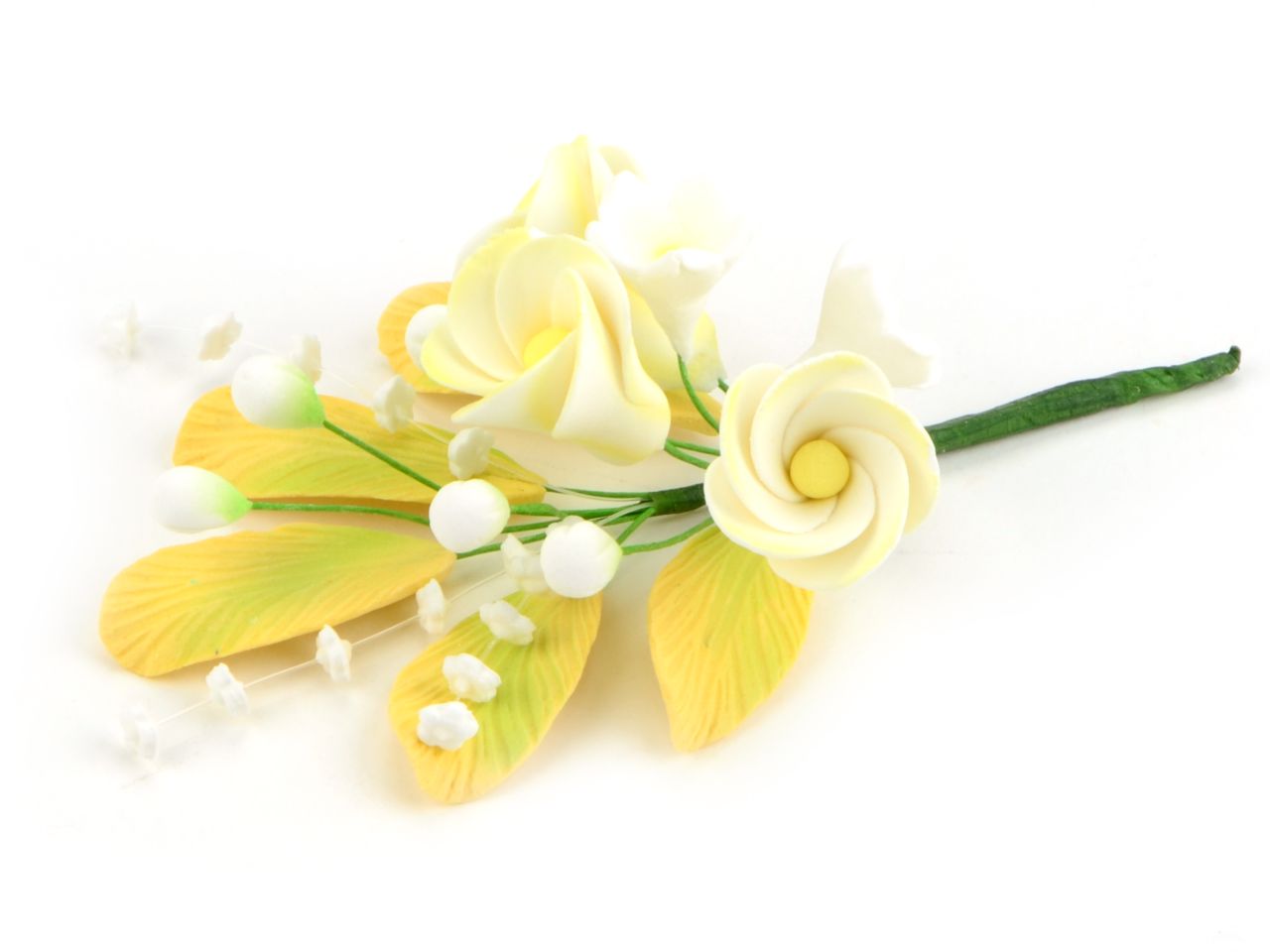 Fleur en sucre - Bouquet de Frangipani 17 cm - Jaune