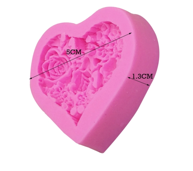 Moule en silicone - Coeur avec fleurs