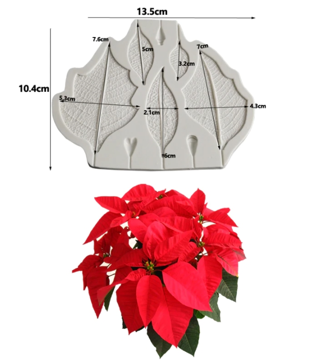 Moule en silicone et Empreinte - Feuilles de Poinsettia