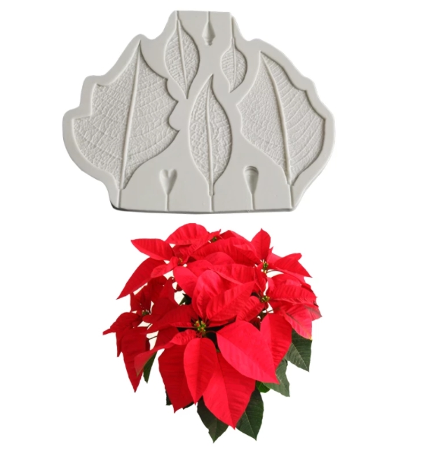 Moule en silicone et Empreinte - Feuilles de Poinsettia