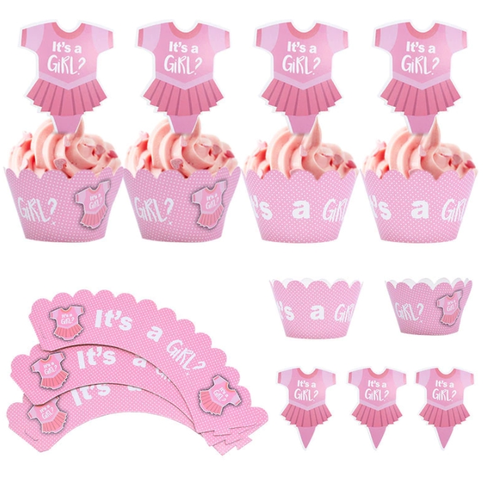 Contours à cupcake   Topper – Its a Girl – Lot de 6