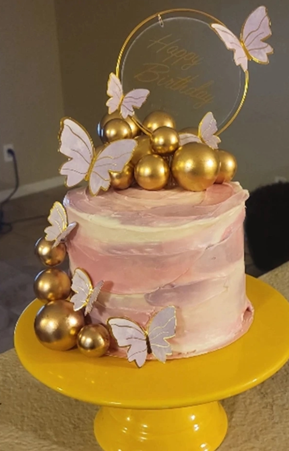Décoration de gâteau en boule faux - Or