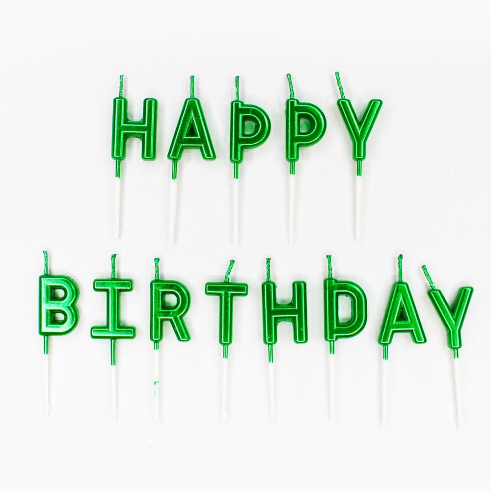 Bougie - Happy Birthday - Vert - Lot de 13