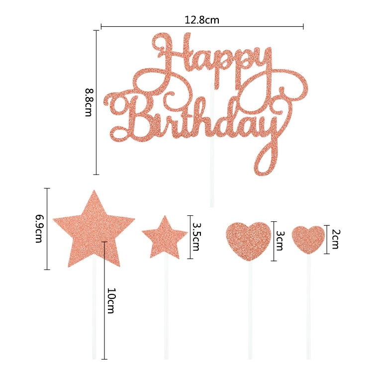 Topper - Kit Happy Birthday - Or Rosé pailleté