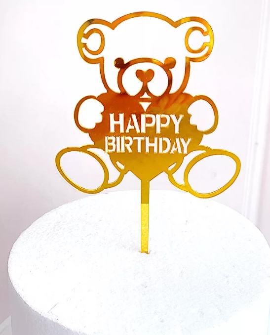 Topper en acrylique à Fleurs - Happy Birthday avec Coeur - Or - Déco de  Gâteaux/Topper - O'SugarArt