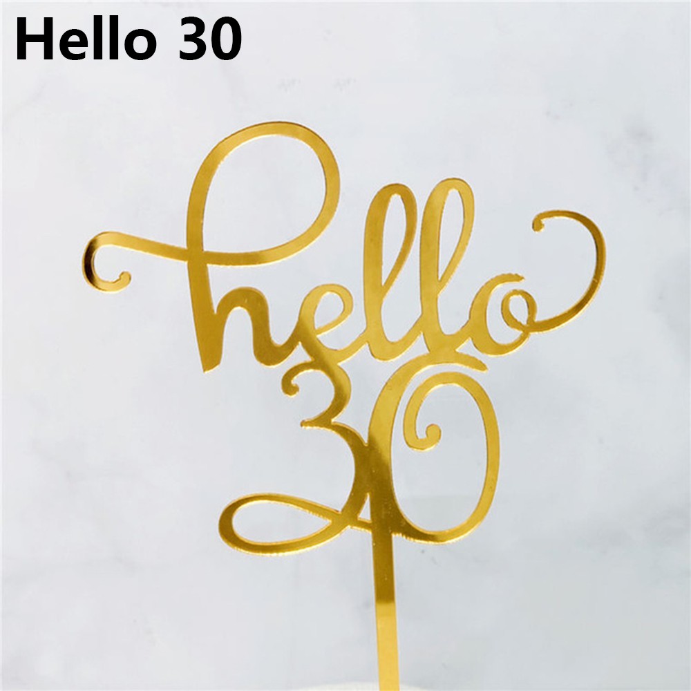 Topper en acrylique - Hello 30 - Or