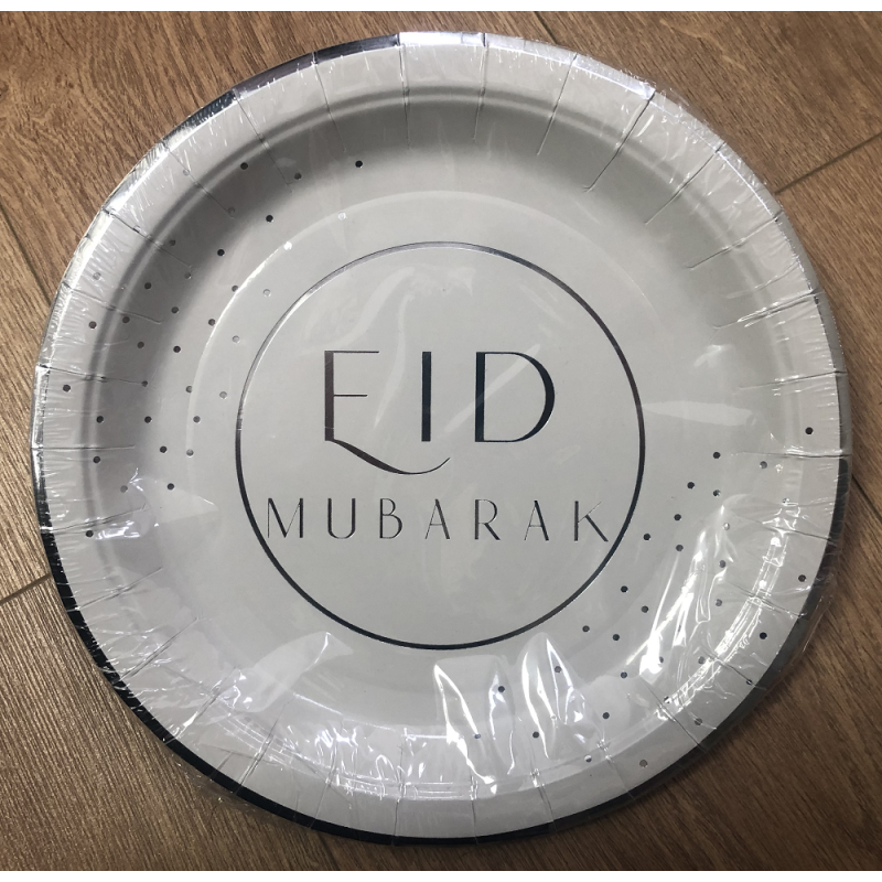 Assiettes Argent Eid Mubarak x 6