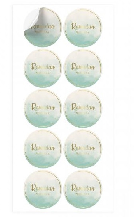 Stickers - Ramadan Mubarak - Vert d\'Eau - Lot de 10
