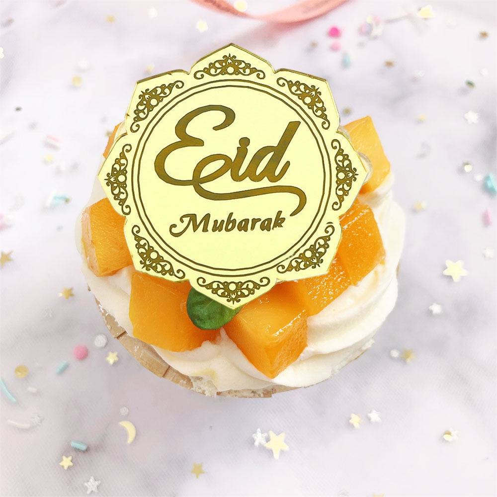 Topper en Acrylique - Eid Mubarak Star - Or - Lot de 3