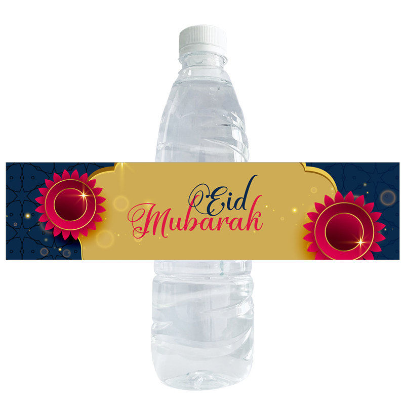 Autocollants Aïd Moubarak pour bouteille d\'eau Rose x 5