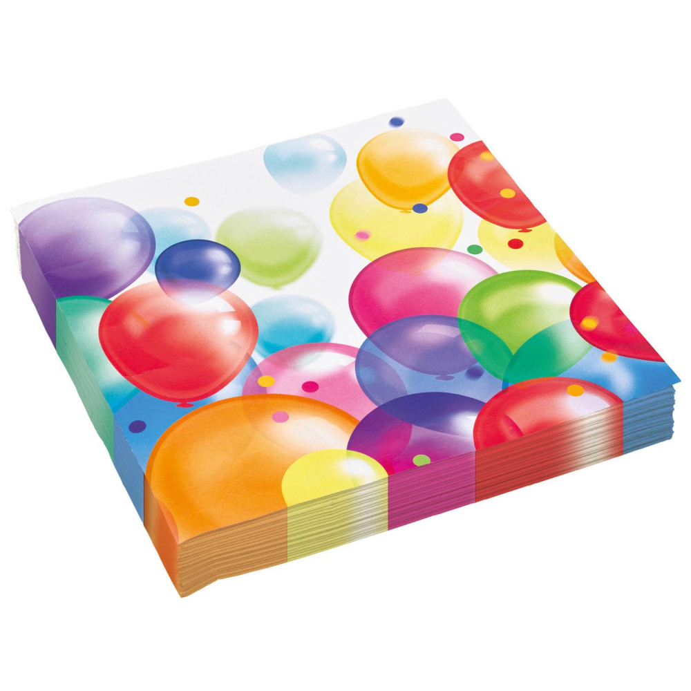 Serviettes - Ballons Multicolores - Lot de 20