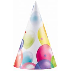 Chapeaux de Fête - Ballons Multicolores - Lot de 8