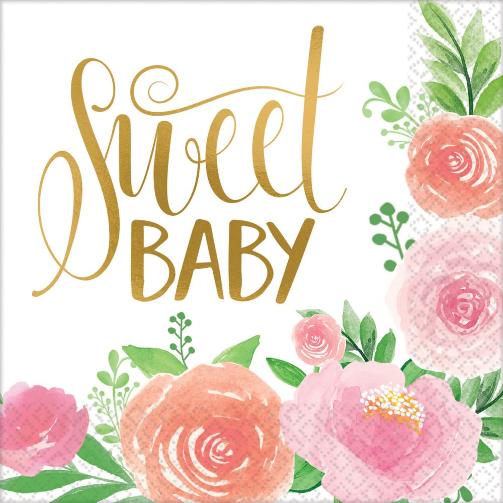 Serviettes - Sweet Baby Fleuri - Lot de 20