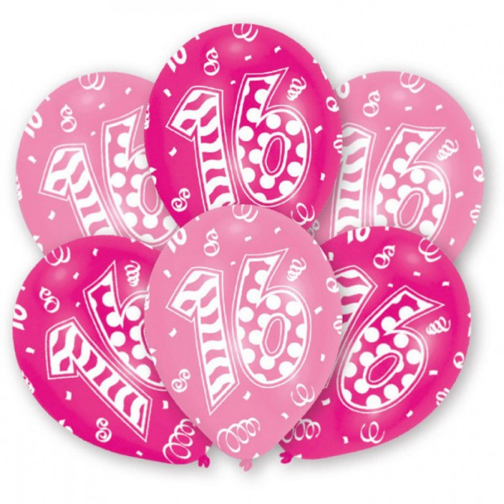 Ballons - Rose Chiffre 16 - Lot de 6