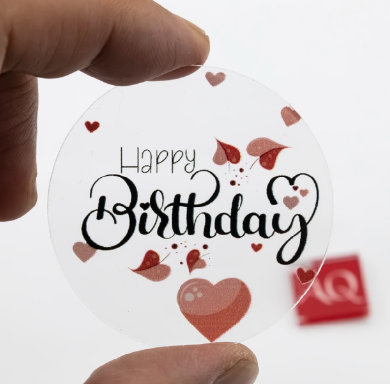 Topper en Acrylique Cercle - Happy Birthday Love - Lot de 3