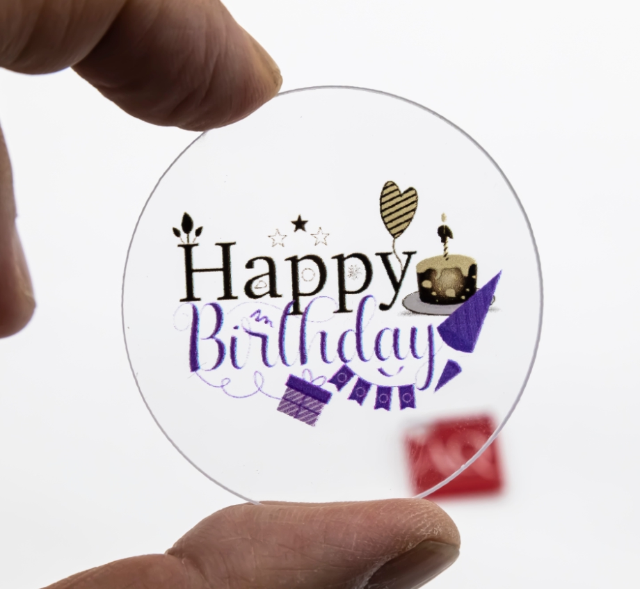 Topper en Acrylique Cercle - Happy Birthday Purple Vibe - Lot de 3