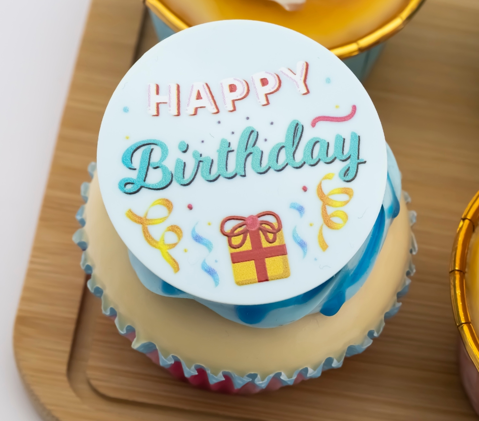 Topper en Acrylique Cercle - Happy Birthday Gift Box - Lot de 3