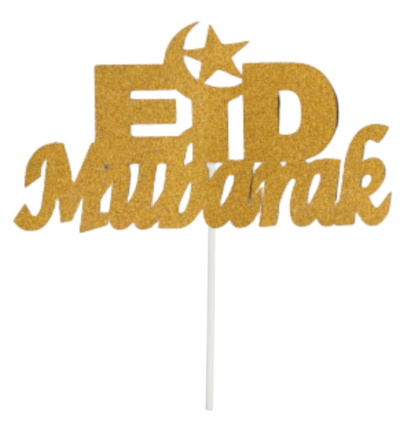 Topper - Eid Mubarak Crescent - Or pailleté