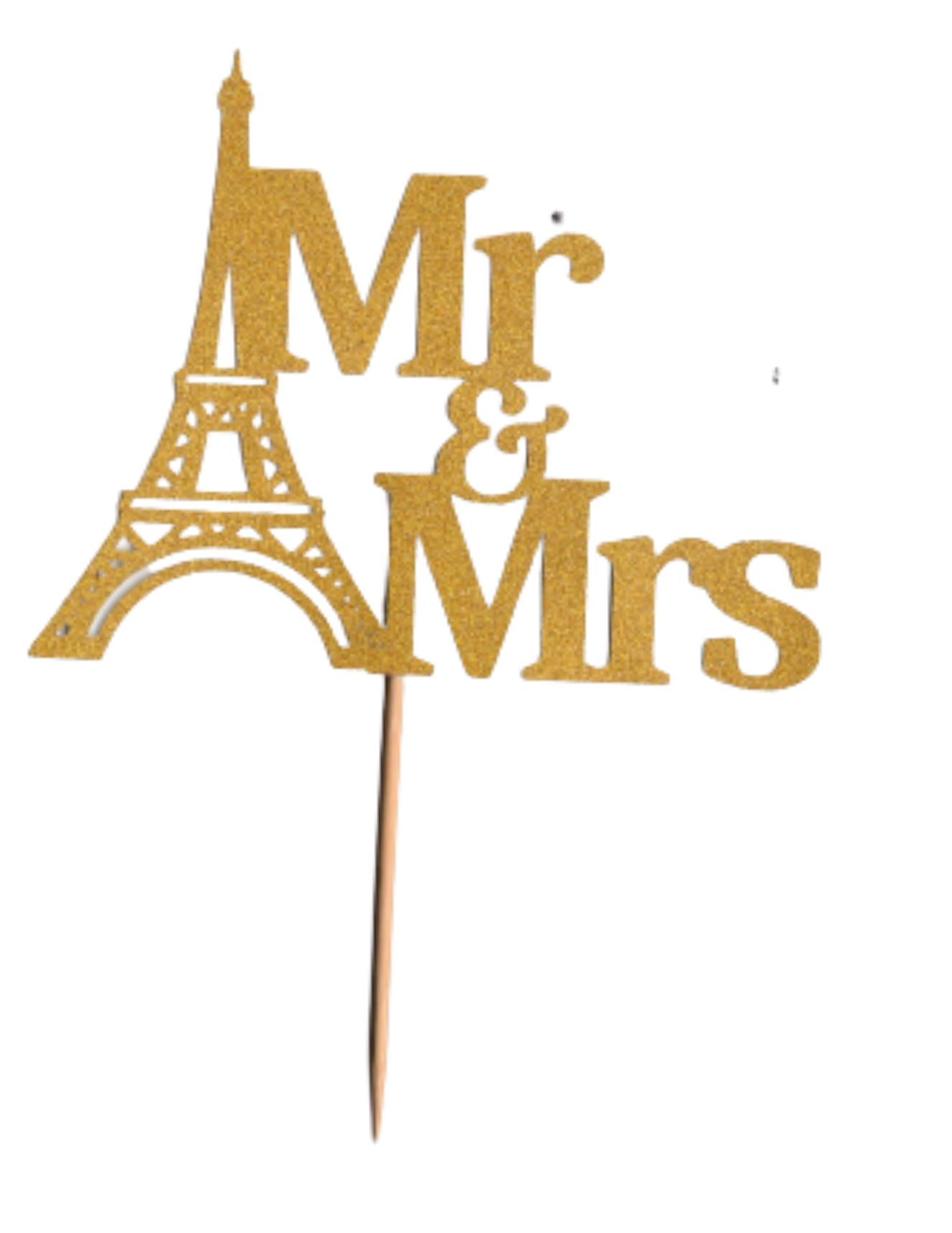 Topper - Mr & Mrs avec Tour Eiffel - Or pailleté