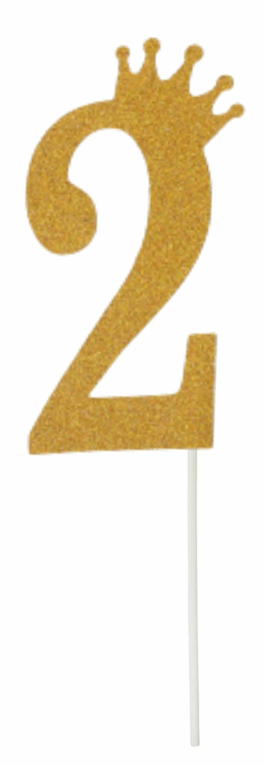 Gold Glitter Topper Chiffre 2