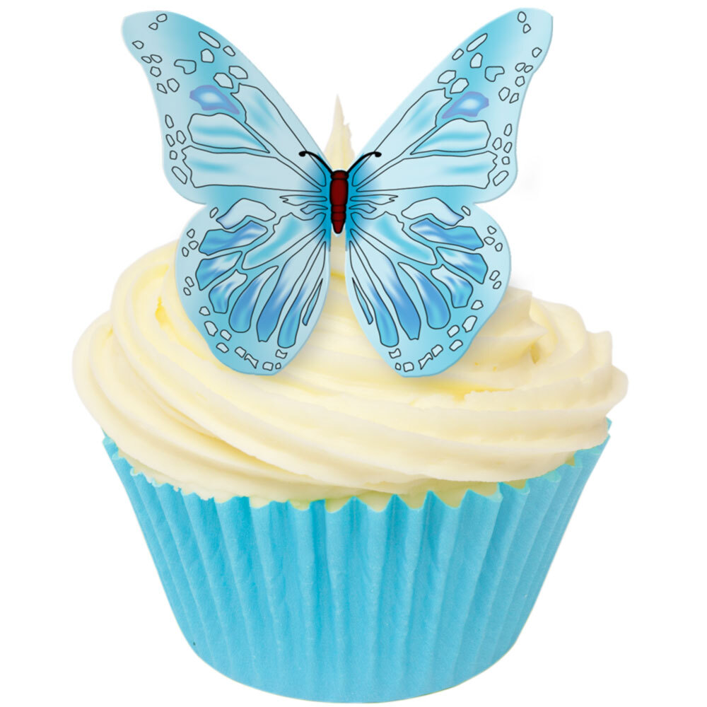 Toppers alimentaire - Papillons Bleu - Lot de 12