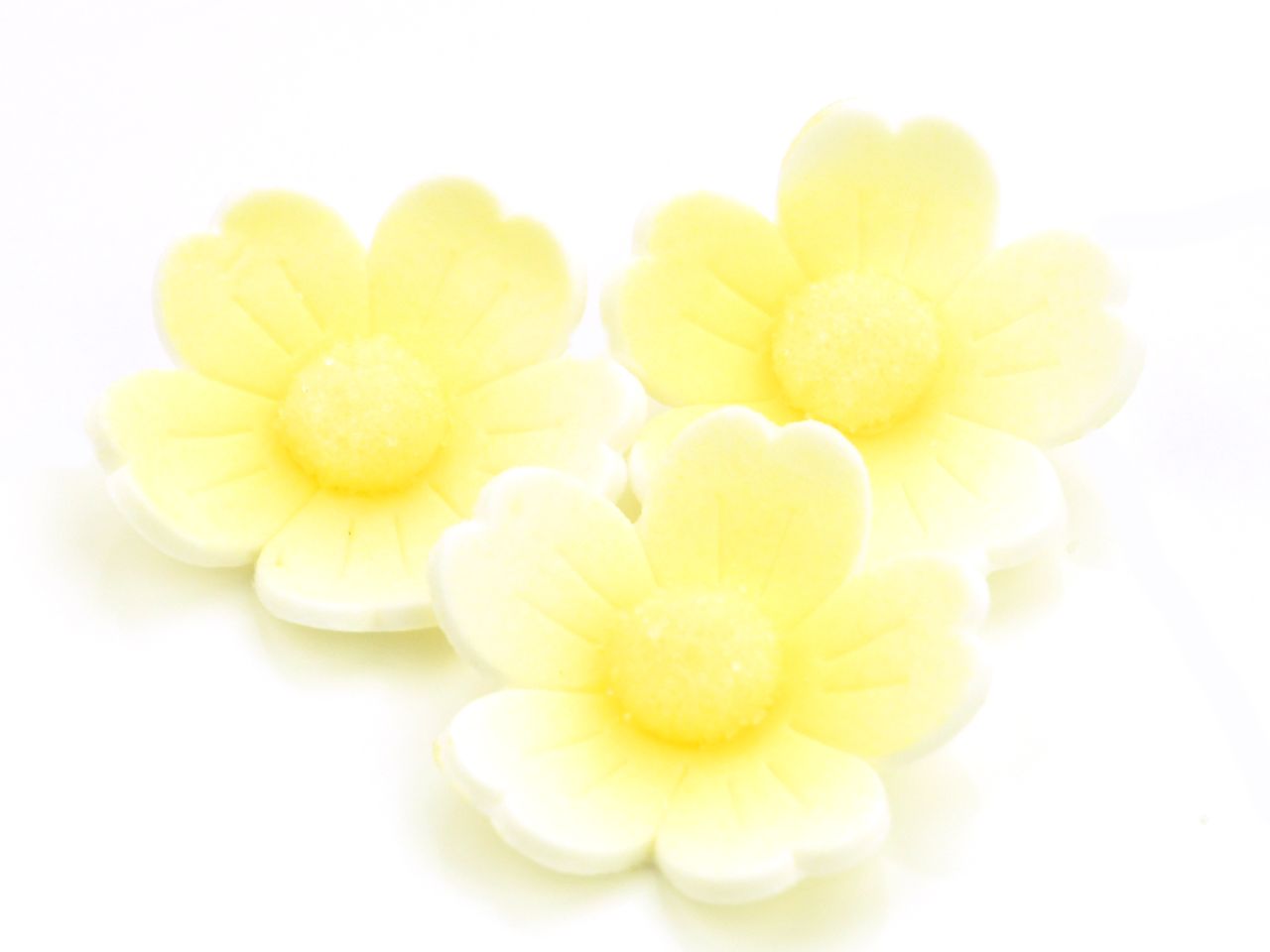 Décoration en sucre - Fleur blanc jaune 6 pièces