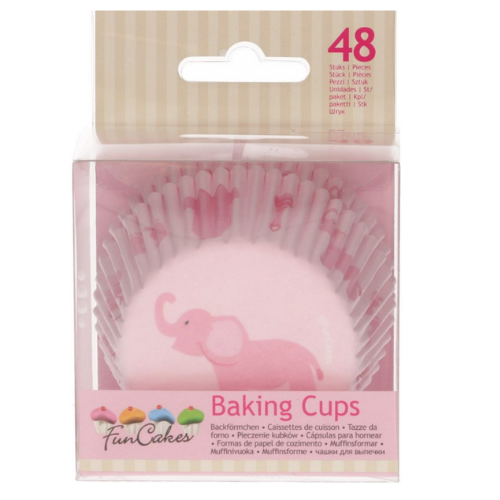 Caissettes à cupcake - Eléphant Rose - Lot de 48