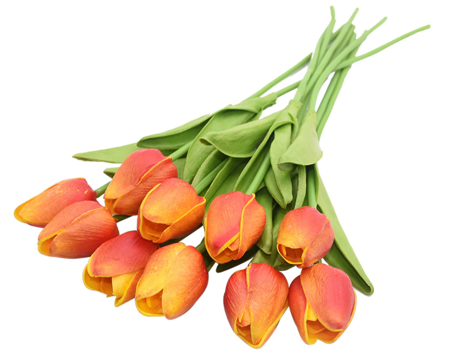 Fleur artificiel Tulip Rouge Jaune - Lot de 2