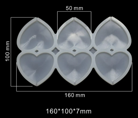 Moule en silicone pour sucettes - 3 Coeurs de 5 cm
