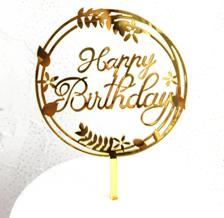 Topper en acrylique - Happy Birthday Garland Or