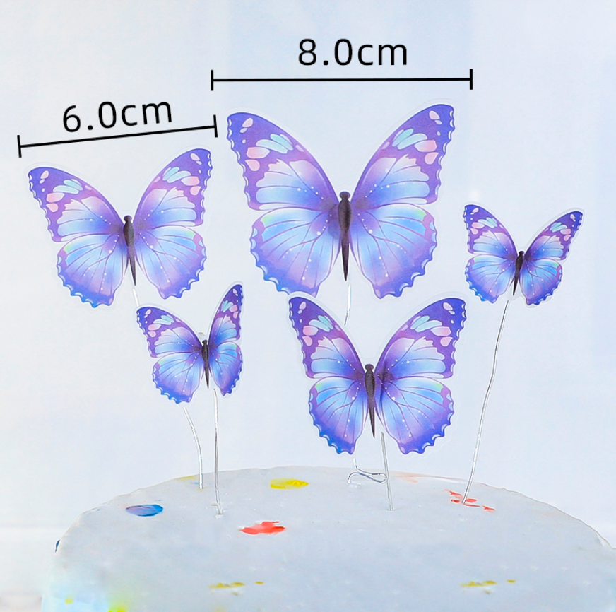 Papillon de décoration Bleu - Lot de 5 - Déco de Gâteaux/Fleurs - O'SugarArt