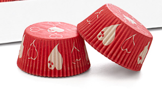 Caissettes à Cupcake Lot de 60 Rouge Cœur - Emballage Simple