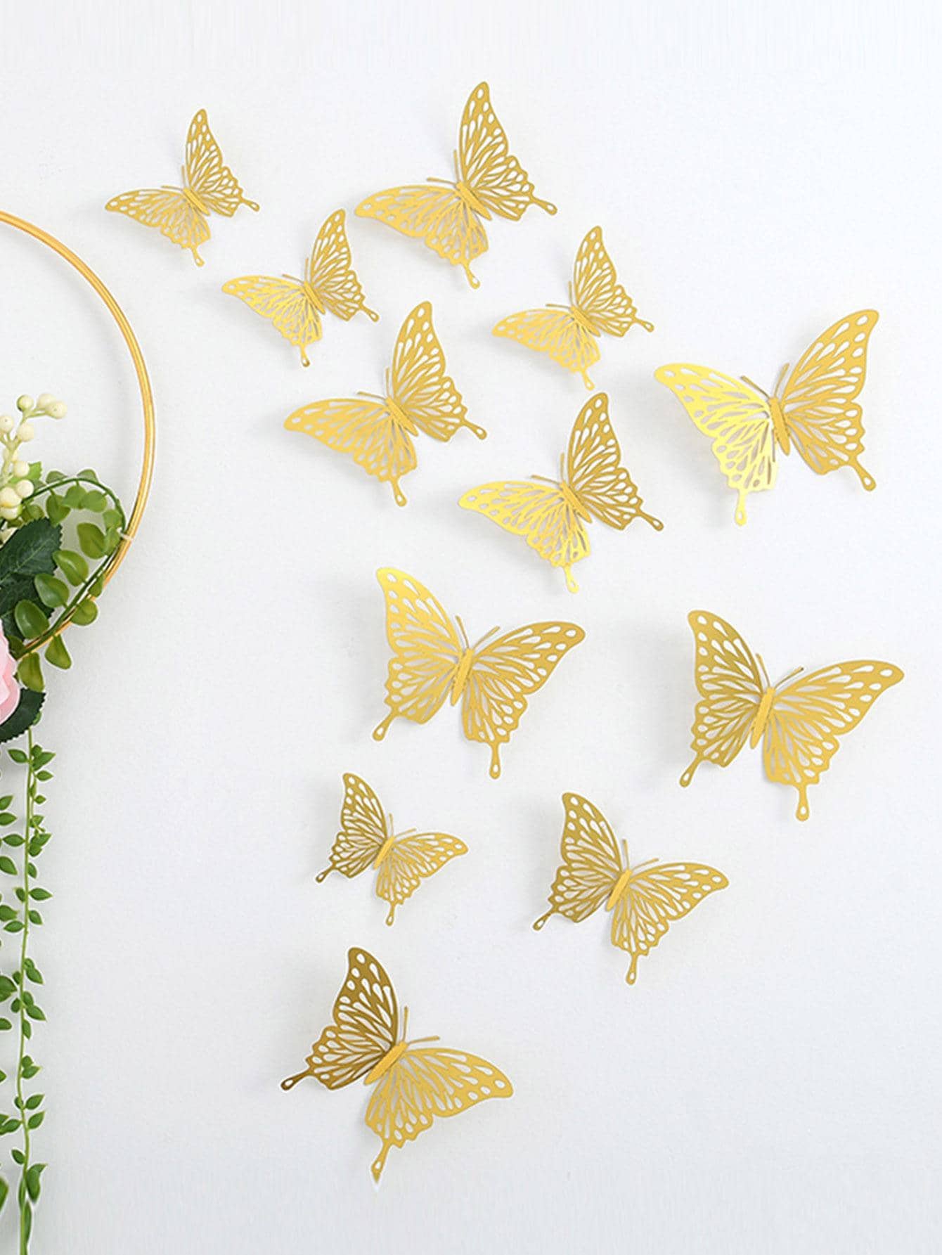 Papillon de décoration 3D Or - Lot de 12