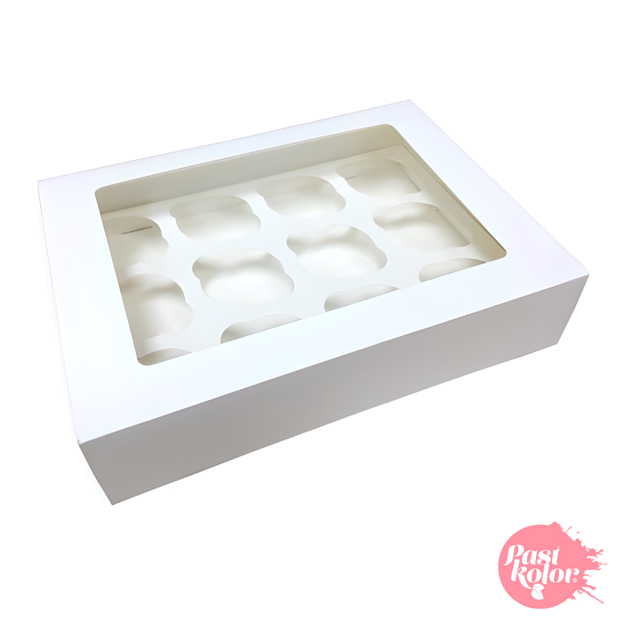Boîte pour 12 cupcakes - Blanc - Lot de 12