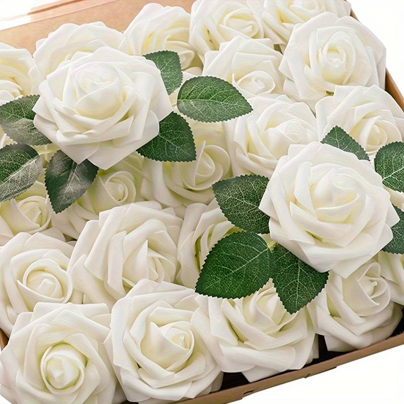 Fleur artificiel Rose Blanc 7 cm - Lot de 5