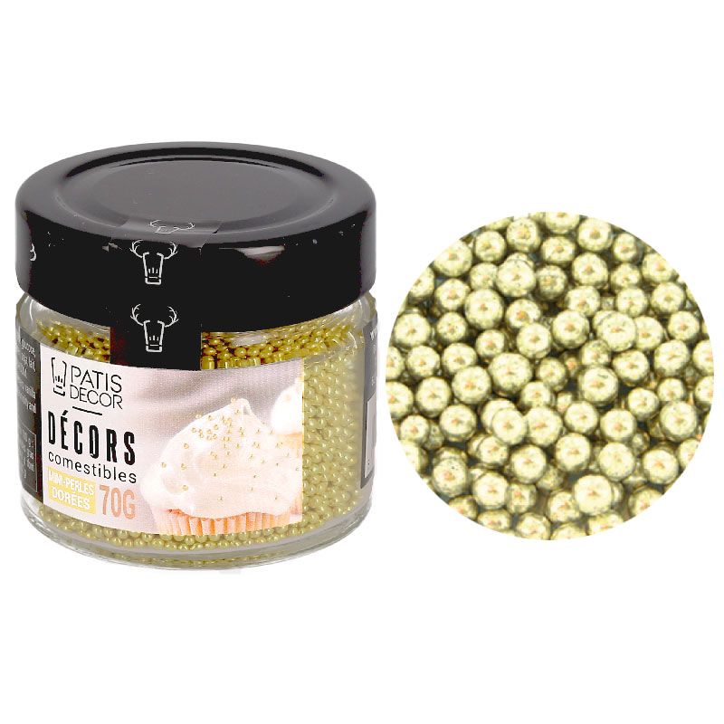 Mini perles dorées comestibles Ø 2 mm 70 g