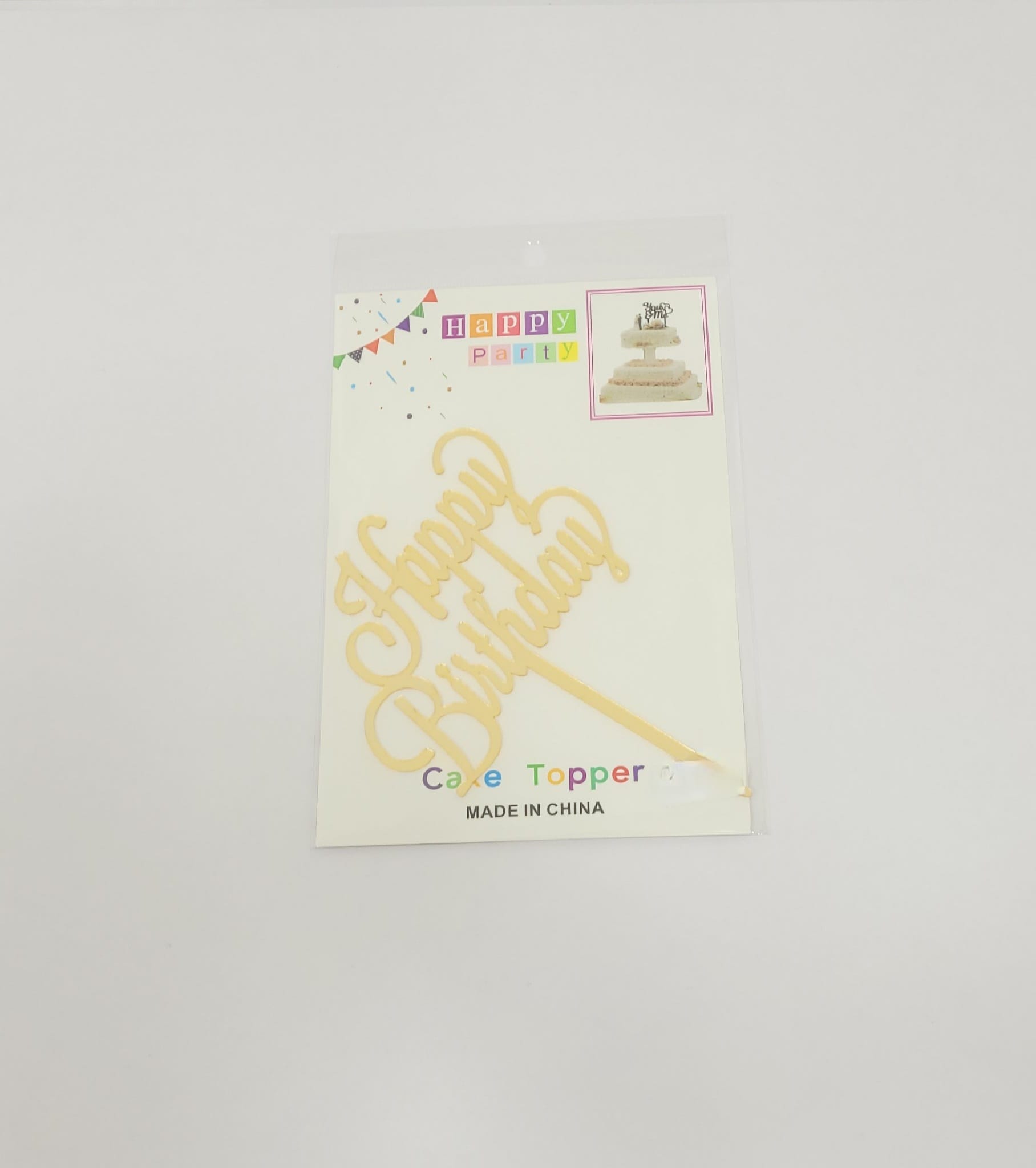 Topper en acrylique Happy birthday Script or