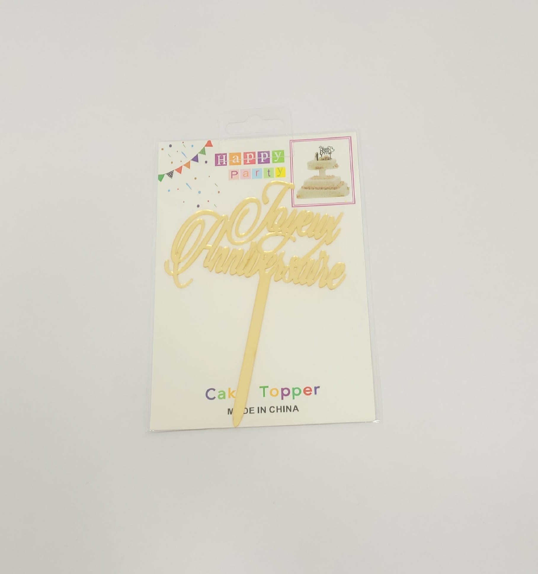 Topper en acrylique - Joyeux anniversaire - Or