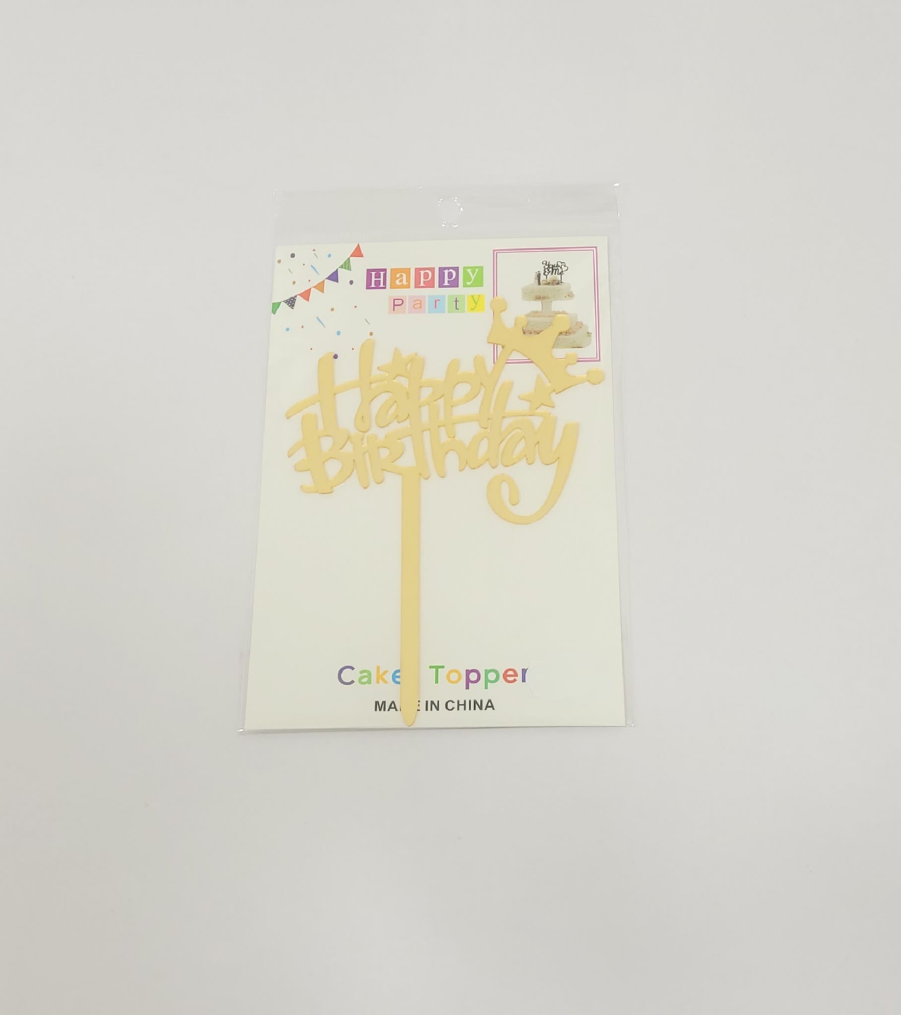 Topper en acrylique - Happy Birthday Couronne - Or