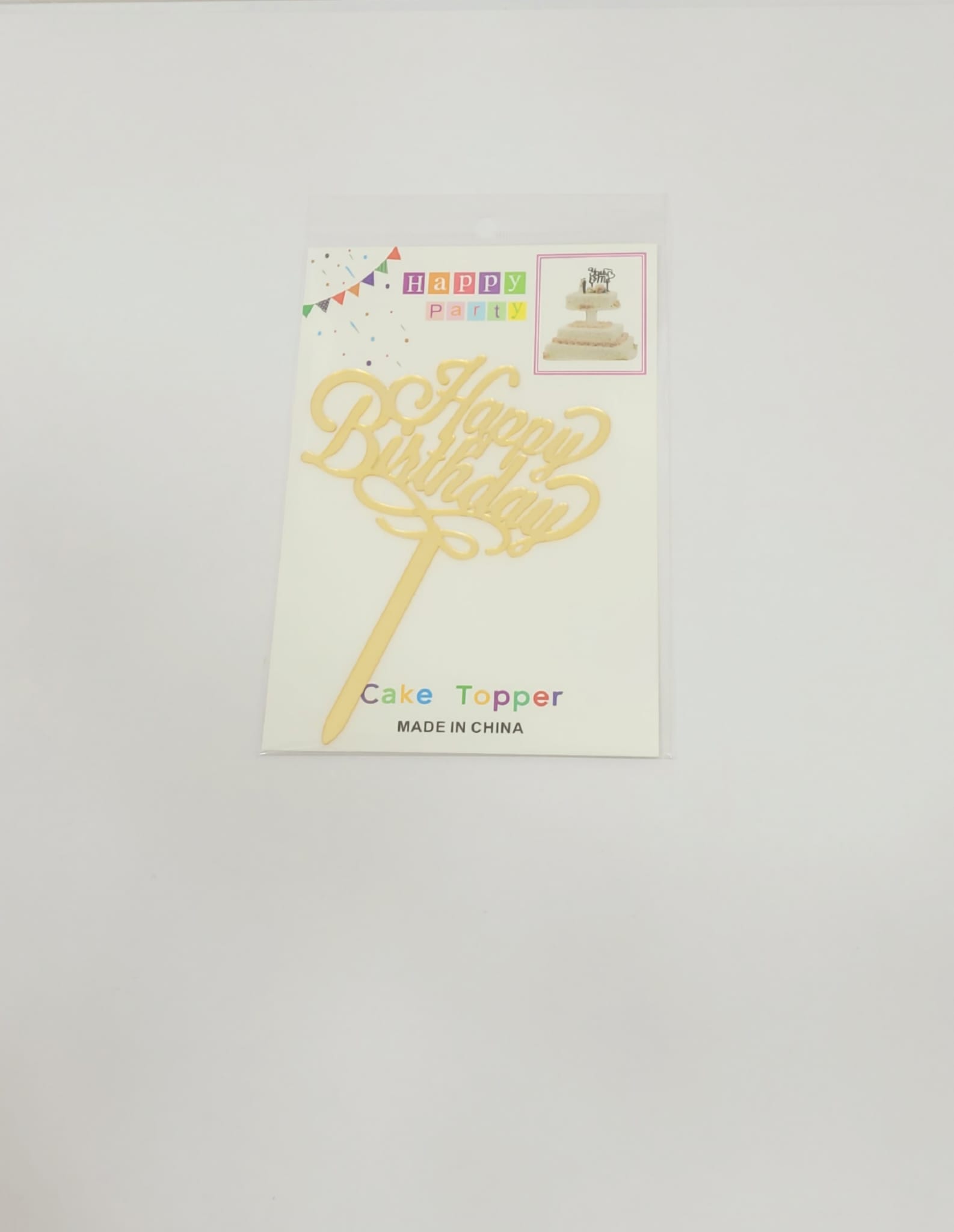 Topper en acrylique - Happy Birthday - Curly - Or