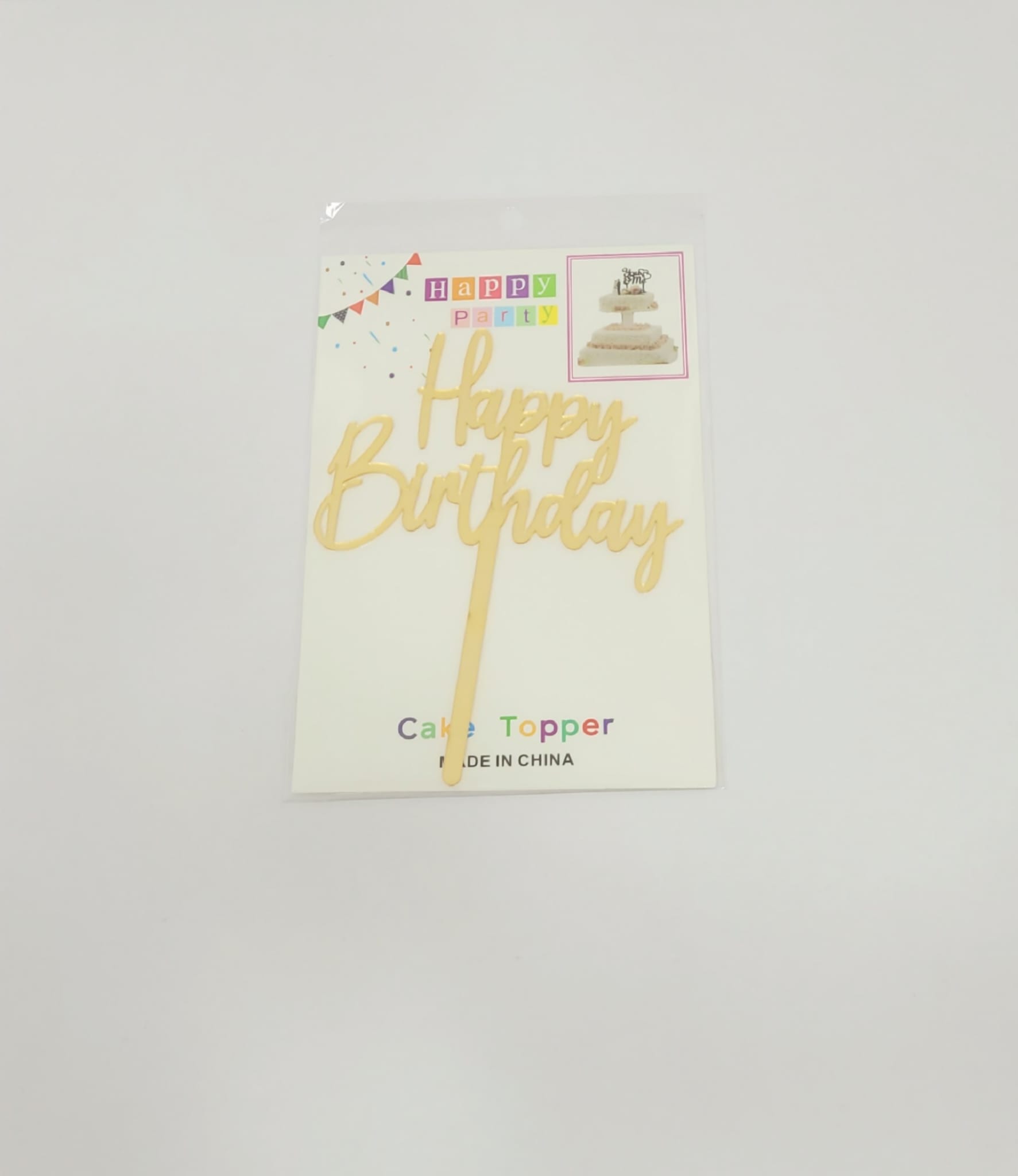 Topper en acrylique - Happy Birthday - Or