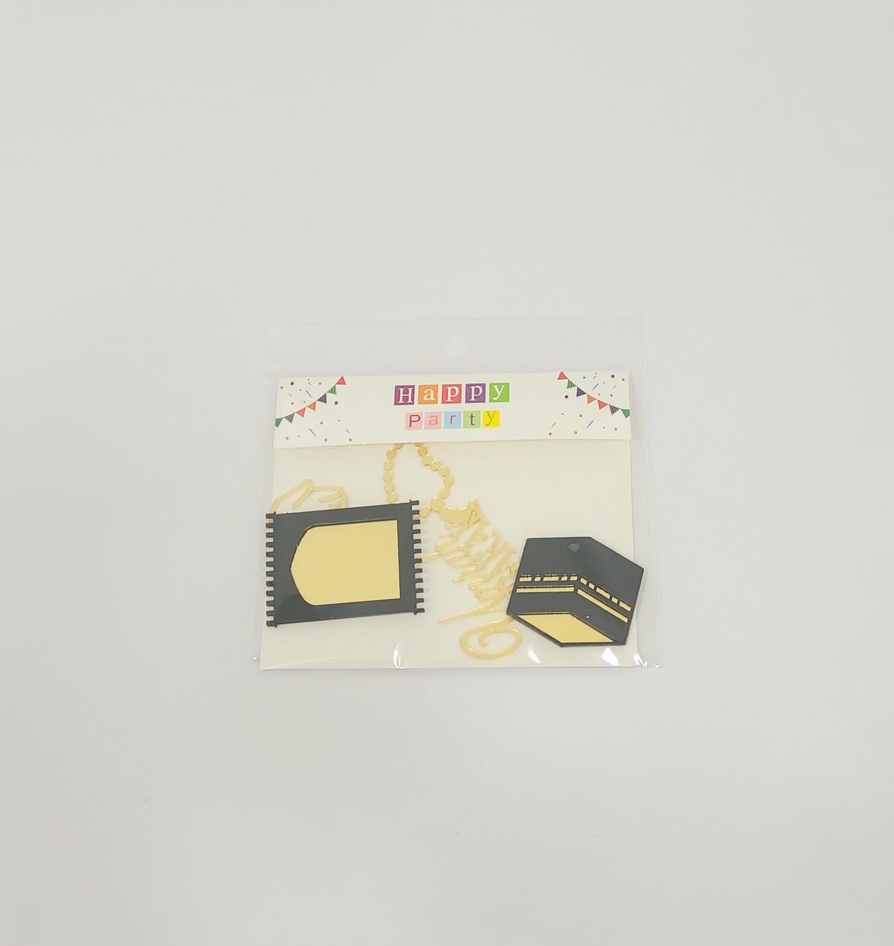Topper en Acrylique - Umrah Mubarak - Or - Lot de 5.