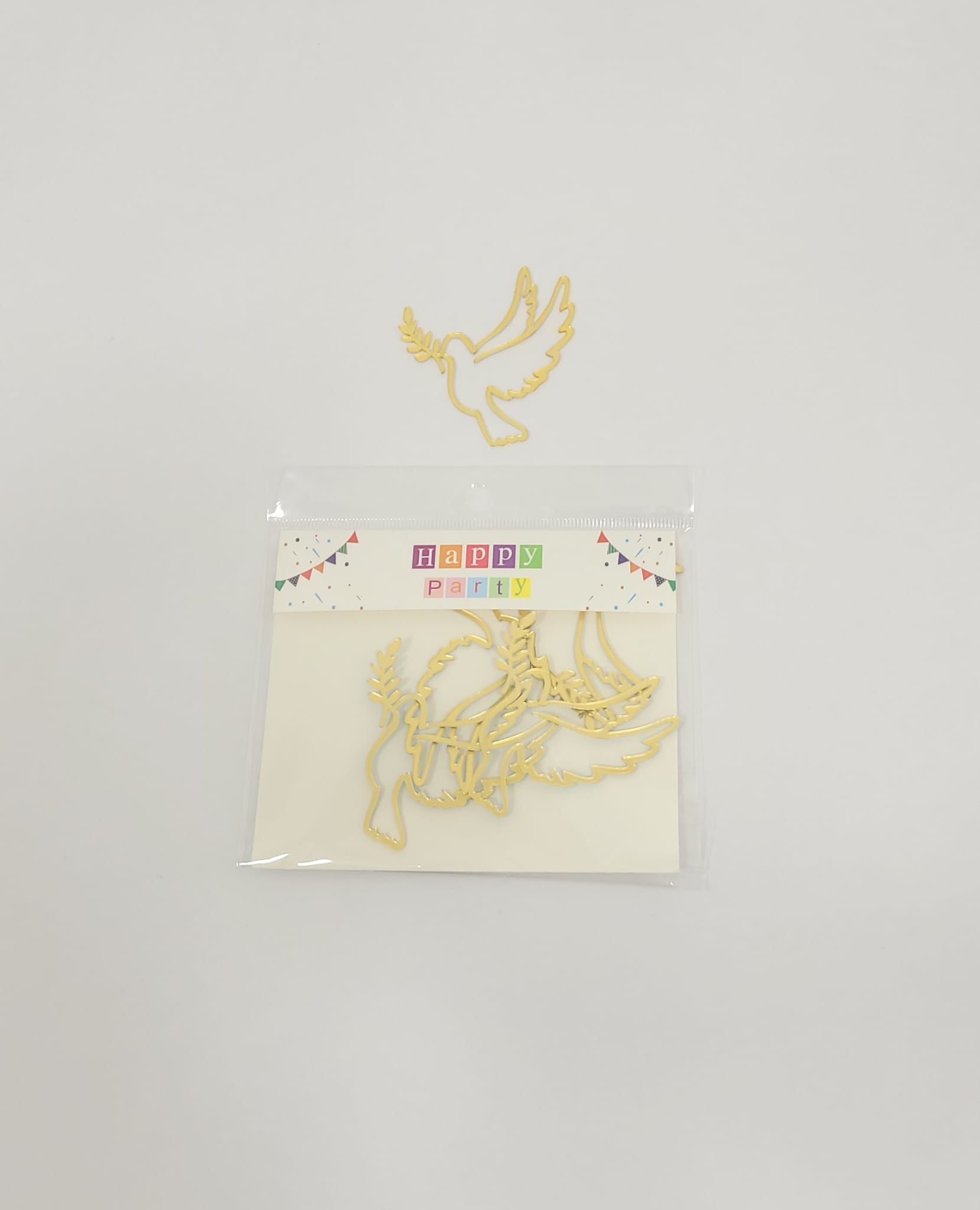 Topper en Acrylique - Colombe - Or - Lot de 5